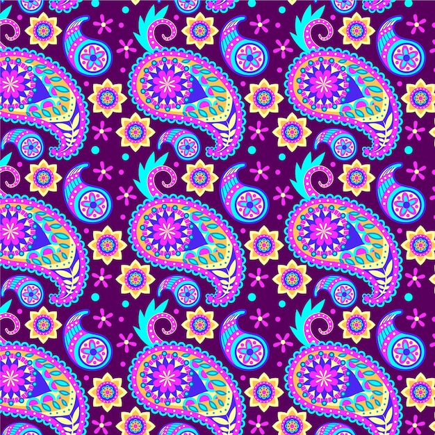 Vector patrón de paisley colorido