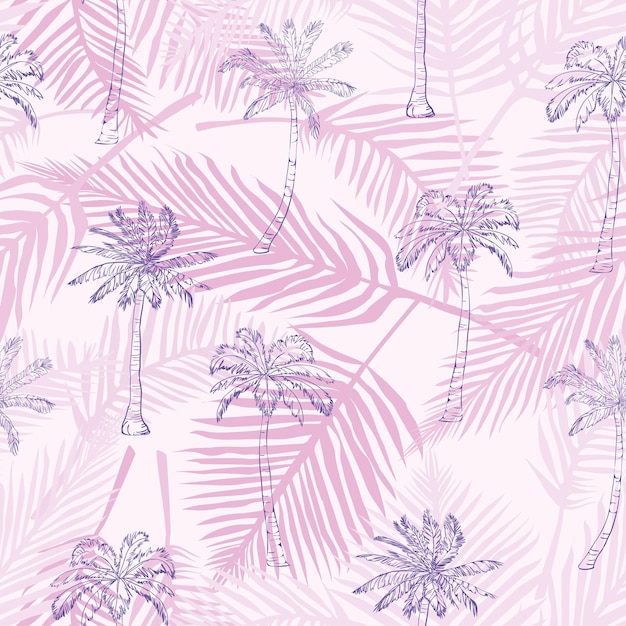 Patrón de palmera. Texturas dibujadas a mano sin inconvenientes sobre un fondo exótico de moda. Estampado textil natural. Plantilla tropical moderna para web, tarjeta, cartel, afiche, portada, volante, invitación, folleto, pancarta.