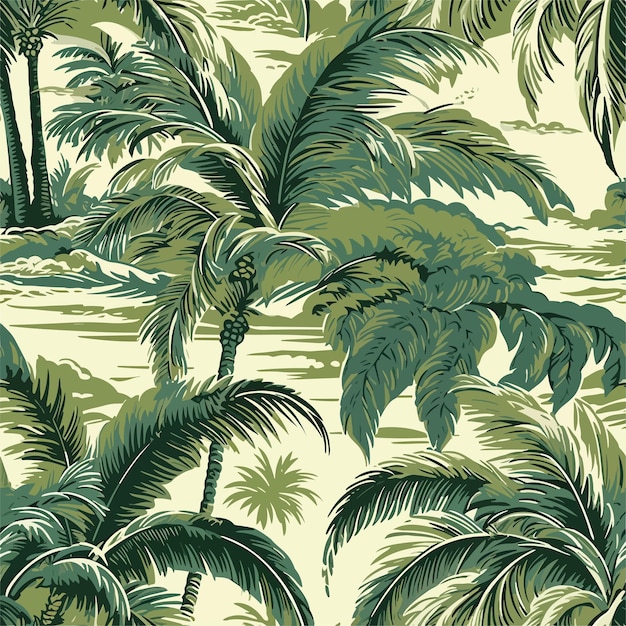 Patrón de palmeras hawaianas coloridas sin costuras