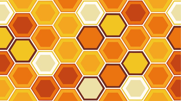 Patrón de panal de miel Vector sin costuras Fondo naranja amarillo