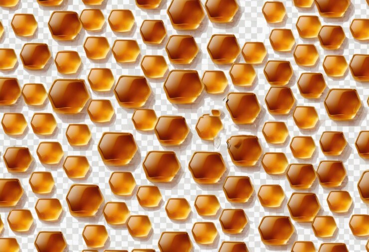 Vector un patrón de panales de miel naranja en un fondo blanco