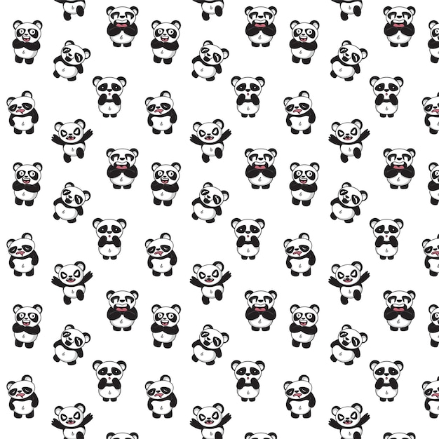 Vector patrón panda blanco y negro lindo personaje