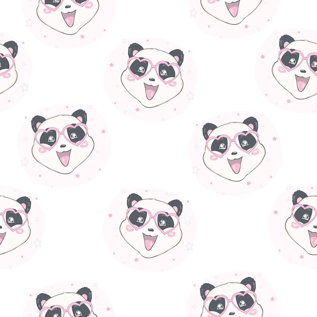 Patrón de Panda inconsútil de dibujos animados