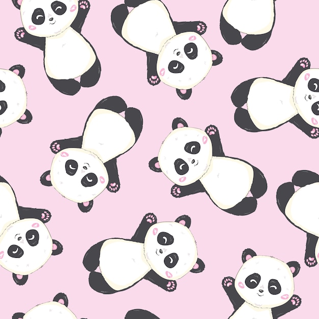 Patrón de Panda inconsútil de dibujos animados