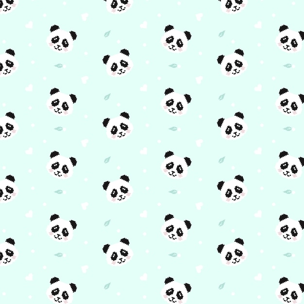 patrón de panda transparente lindo panda pixel art