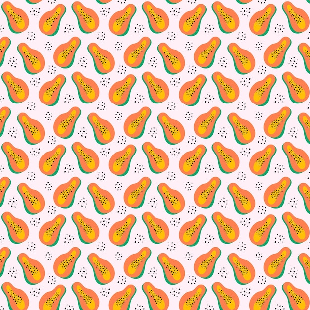 Patrón de papaya sin costuras Abstracto papayas vibraciones de verano vector patrón sin costuras