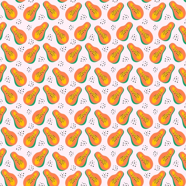 Vector patrón de papaya sin costuras abstracto papayas vibraciones de verano vector patrón sin costuras