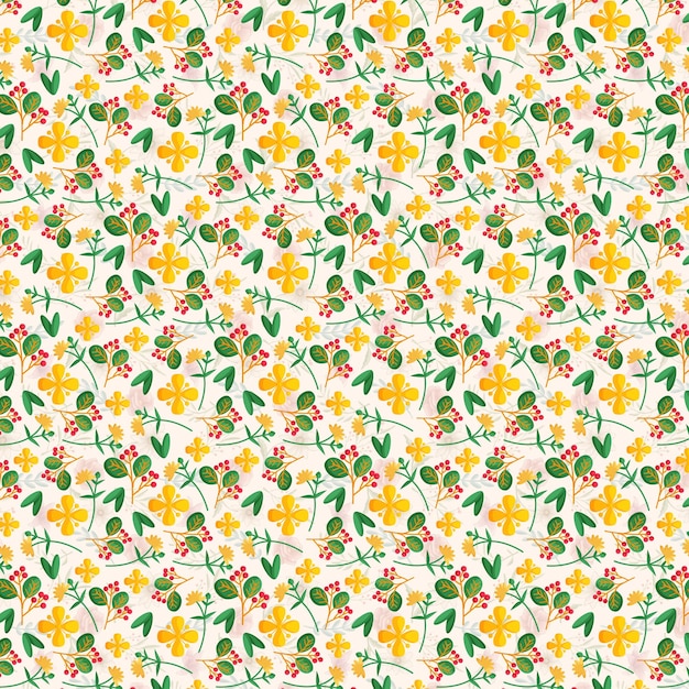 un patrón de papel de pared con una flor y hojas