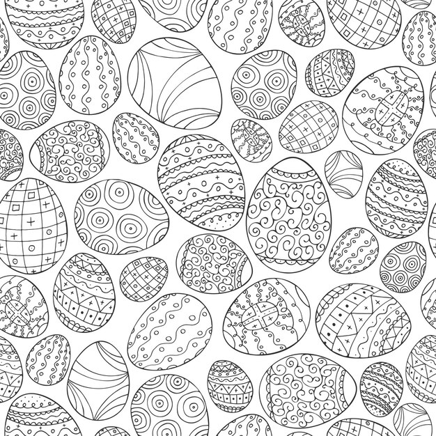 Patrón de Pascua sin costuras vectorial en estilo doodle Diseño ornamental de fondo navideño dibujado a mano