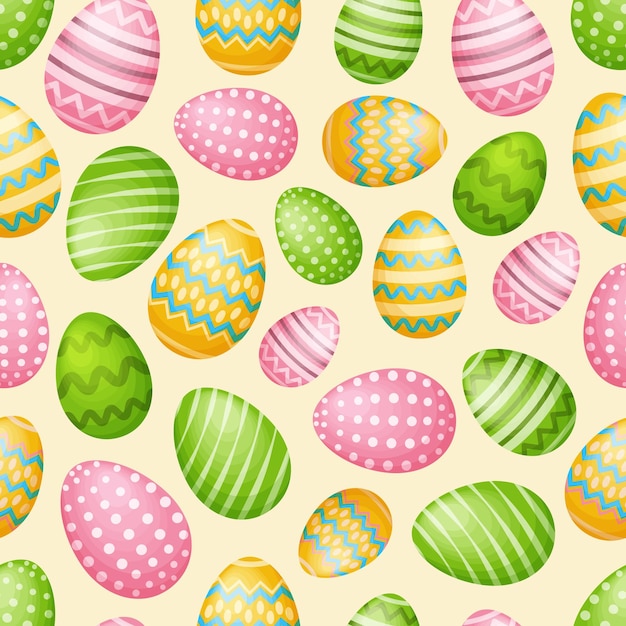 Patrón de Pascua Patrón sin costuras con la imagen del patrón festivo de huevos de Pascua para imprimir y envolver regalos Ilustración vectorial