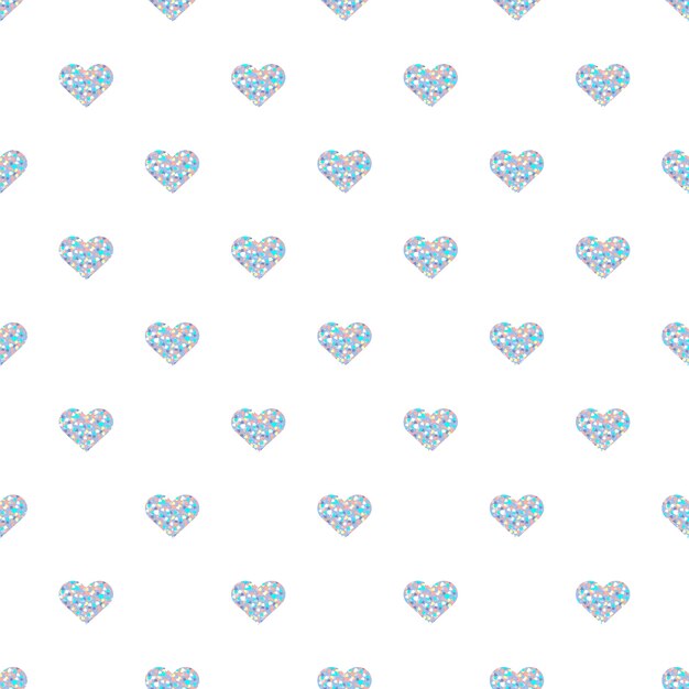 patrón de pastel en forma de corazón brillo transparente sobre fondo blanco