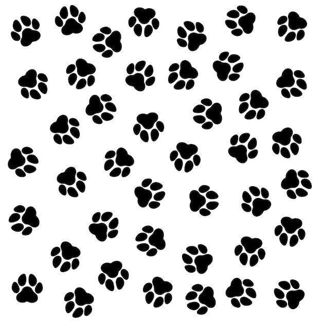 Vector patrón de patas de animales sobre fondo blanco.