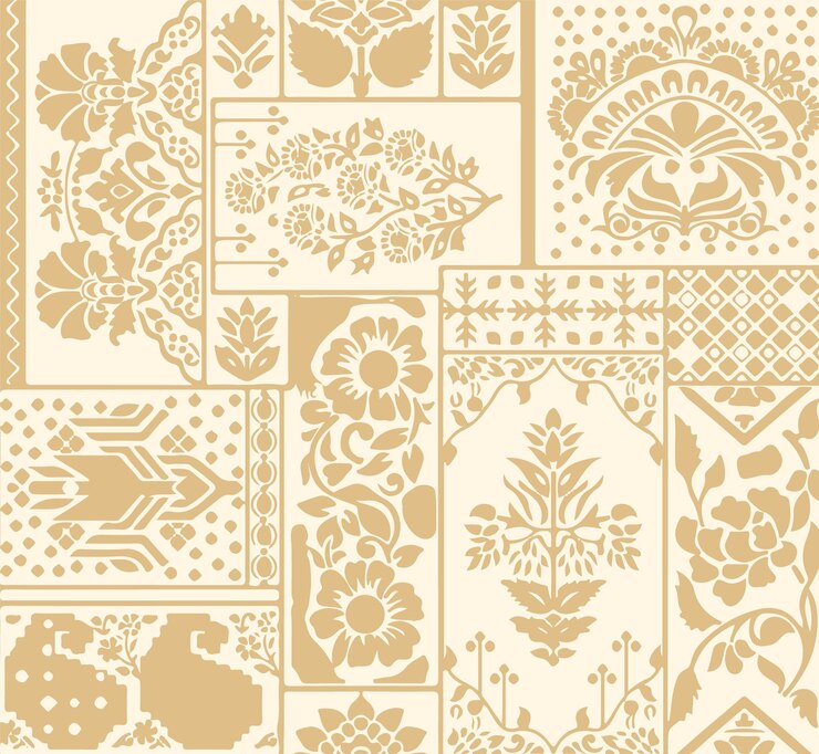 Patrón de patchwork floral de color beige