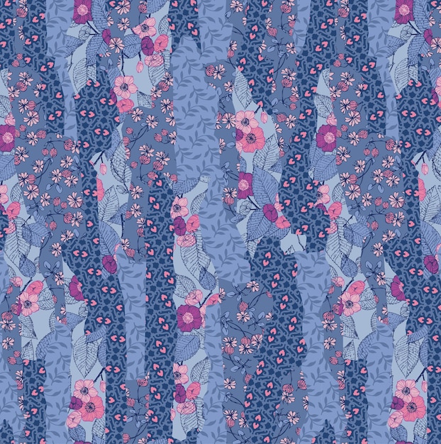 Patrón de patchwork floral sin costuras decorativo con flores