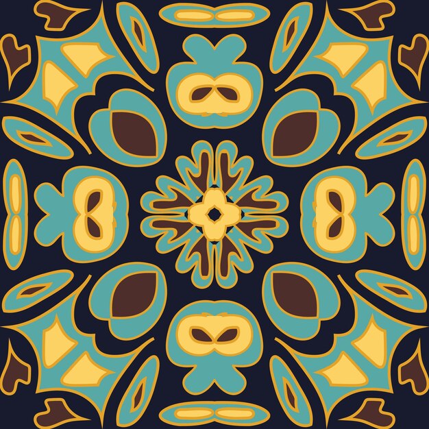Patrón de patchwork inconsútil abstracto de vector con geométrico y floral