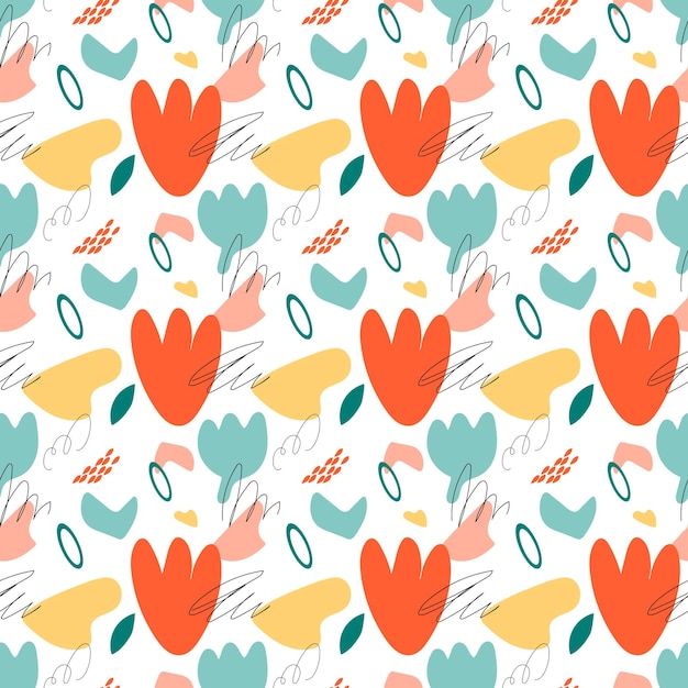 Un patrón con un patrón brillante abstracto de corazón y flores con motivos florales Contemporáneo abstracto