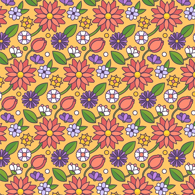 Patrón de pequeñas flores dibujado a mano