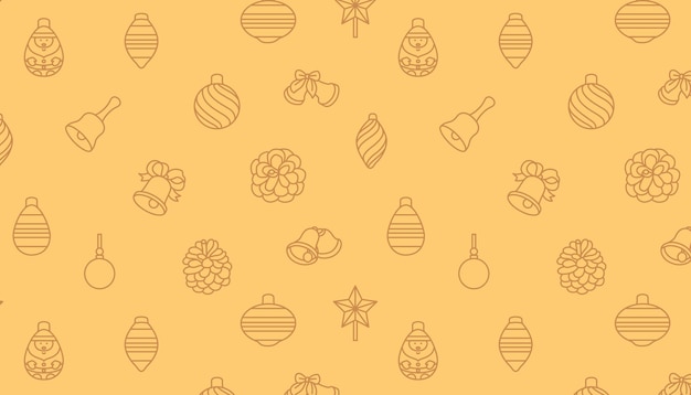Vector un patrón perfecto de decoraciones navideñas con un fondo amarillo