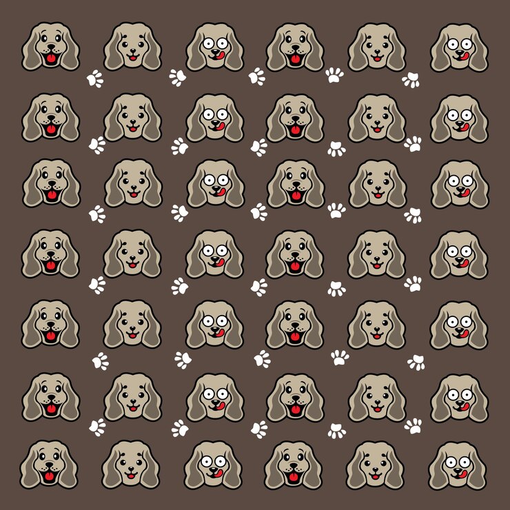 Vector patrón de perro y pata lindo sin costuras
