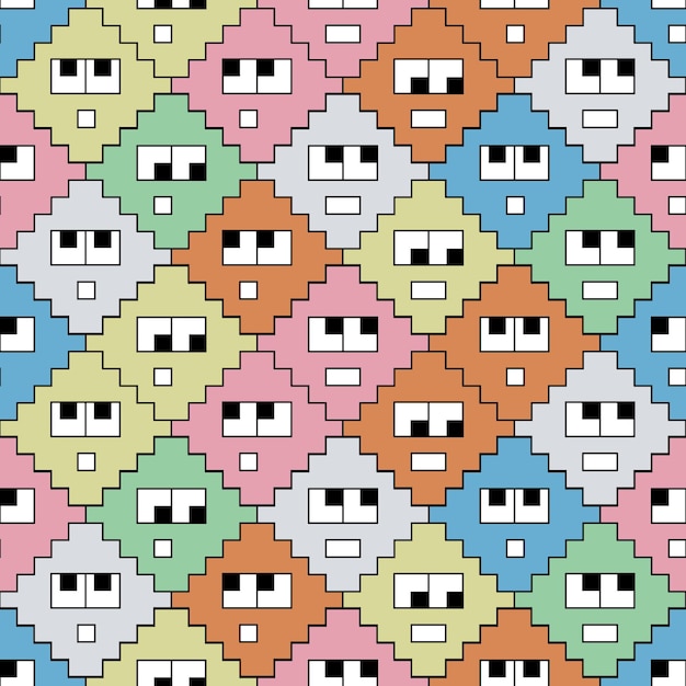 Patrón de personaje de dibujos animados de garabato abstracto