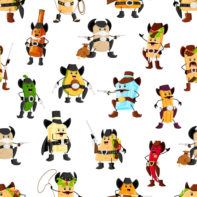 Patrón de personajes de dibujos animados de cowboy sheriff Tex Mex