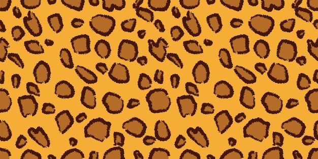 Patrón de piel de leopardo sin costura Ilustración de vector amarillo y marrón de estampado de leopardo salvaje de moda