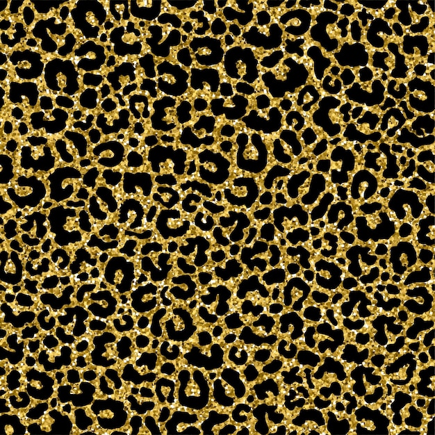 Patrón de piel y piel de leopardo con fondo de brillo dorado para animales de safari