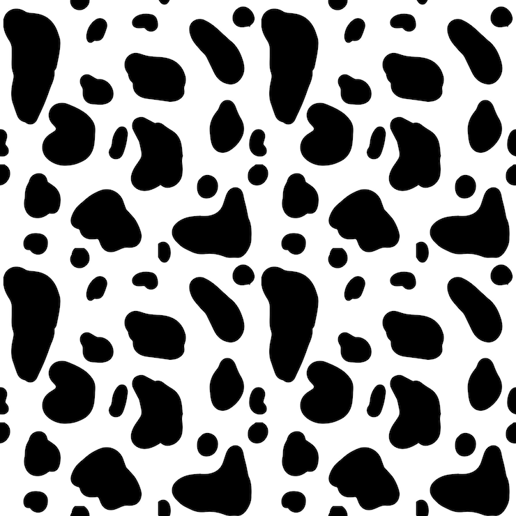 Vector patrón de piel y piel de vaca dálmata blanco y negro sin costuras