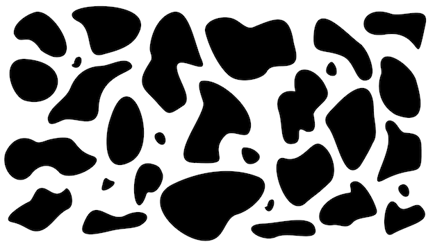 Patrón de piel de vaca negra y blanca sin costuras Manchas negras en una textura de fondo blanco