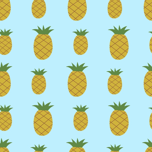 Patrón de piña sin costuras Piñas sobre un fondo azul claro Ilustración vectorial