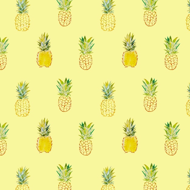 Vector patrón de piña piña patrón de tela amarillo diseño textil ilustración de fruta