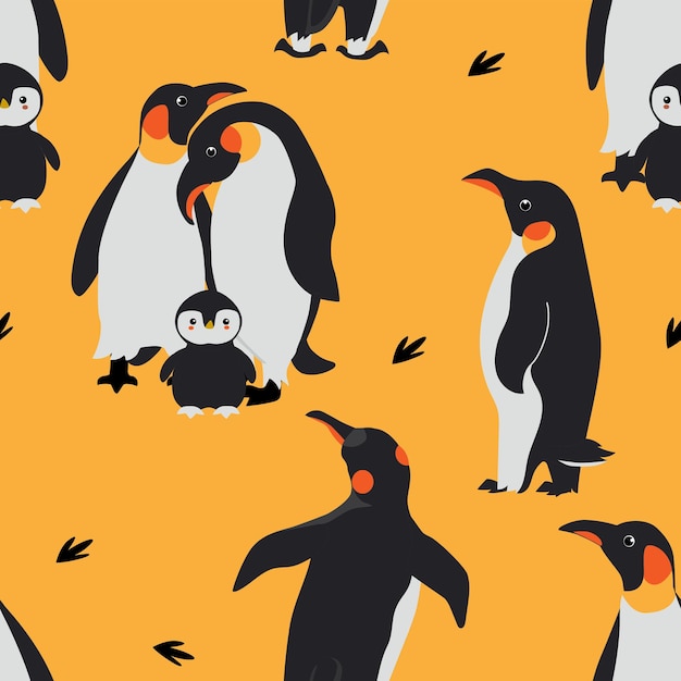 Patrón de pingüino Vector textura perfecta