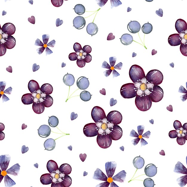 Patrón pintado a mano con hermosas flores de verano y primavera
