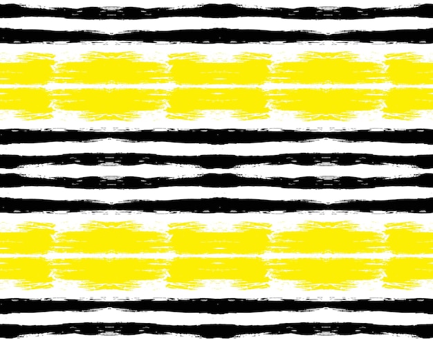 Patrón pintado por vectores Tejido geométrico de fondo Tejido sin costuras abstracto de pinceladas Tejido de fondo a rayas inusuales Colores blancos, negros y amarillos