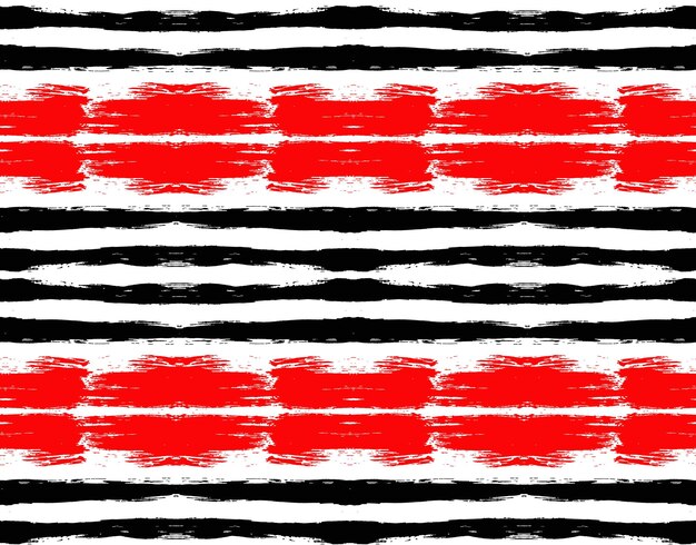 Patrón pintado por vectores Tejido geométrico de fondo Tejido sin costuras abstracto de pinceladas Tejido de fondo a rayas inusuales Colores blancos, negros y rojos