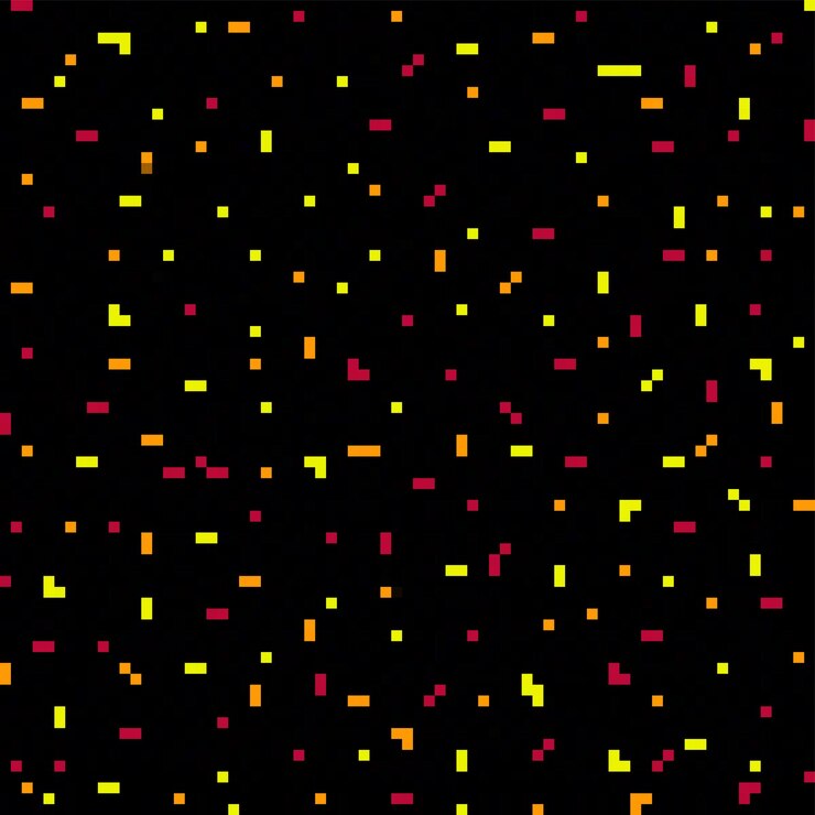 Vector patrón de píxeles de colores cálidos o fondo en fondo oscuro en pixel art