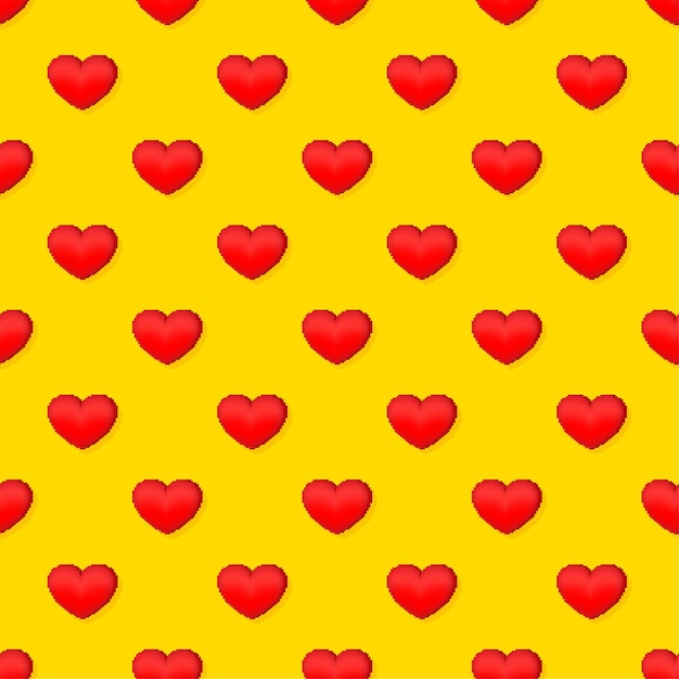 Patrón de píxeles de corazón de dibujos animados para el diseño del juego fondo de feliz día de san valentín vector de icono de corazón