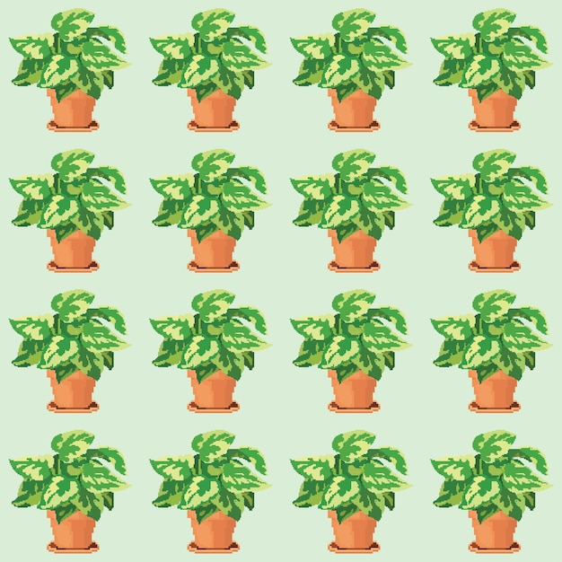 patrón de píxeles vectoriales de plantas ornamentales