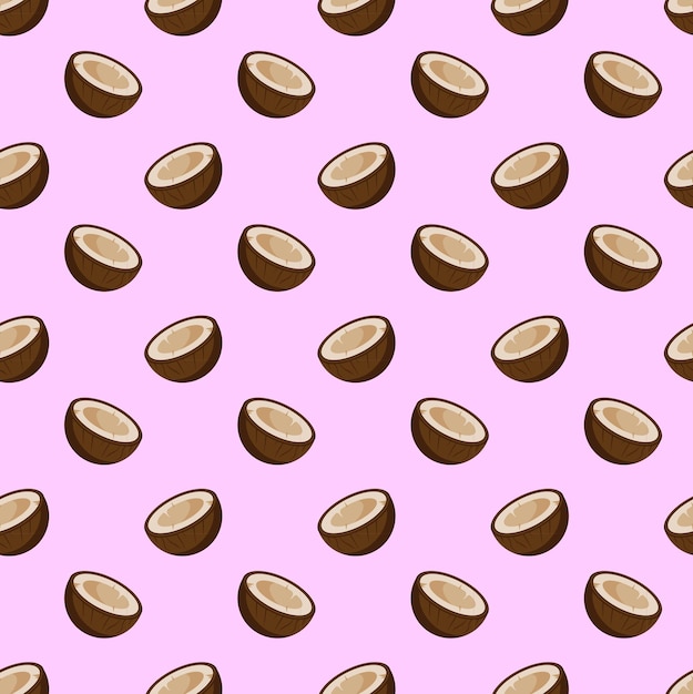 Patrón plano de coco sin costuras en fondo rosa Diseño de cartel de regalo de papel de envoltura