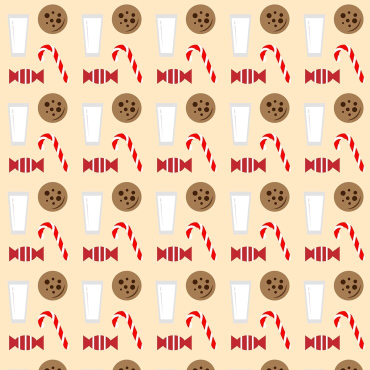 Vector patrón plano de galletas y dulces