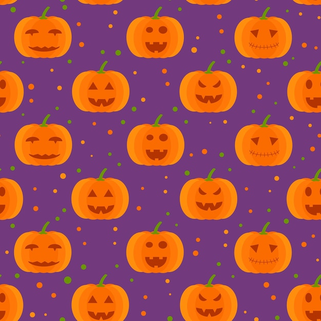 Patrón plano de halloween con calabaza