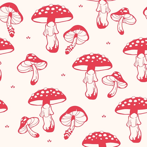 Patrón de planta sin costura de hongos amanita