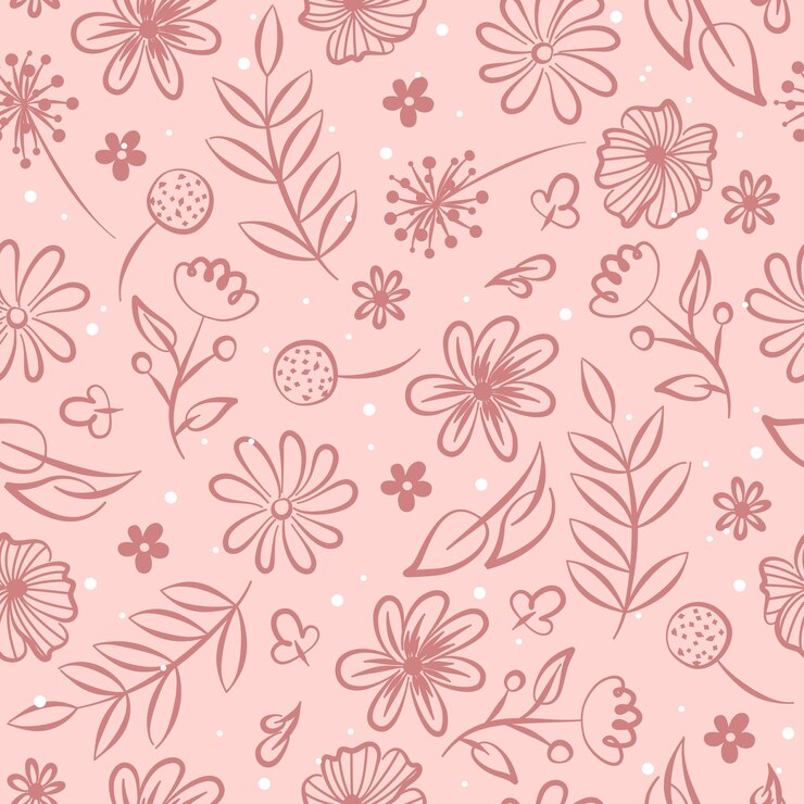 Vector patrón de planta sin costuras en estilo doodle en fondo rosa