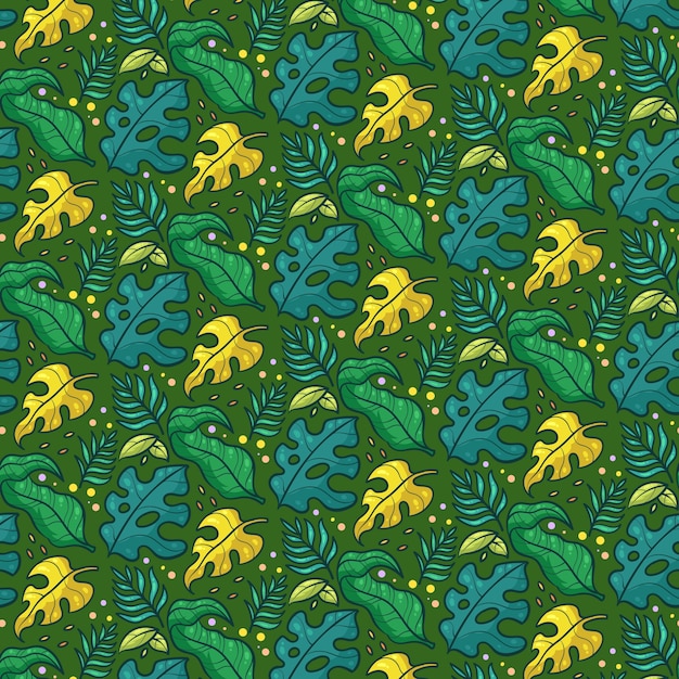 Patrón de plantas tropicales dibujadas a mano
