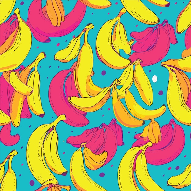 Vector patrón de plátano colorido transparente