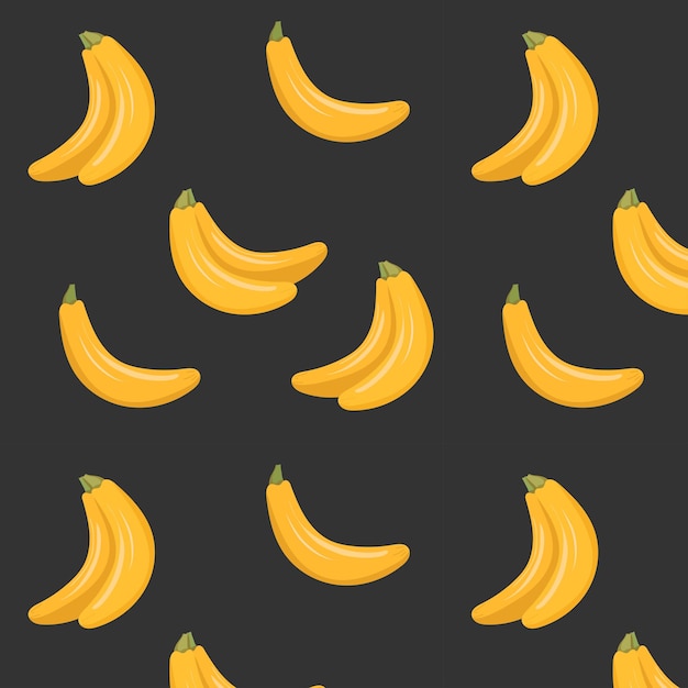 Patrón de plátanos sobre un fondo oscuro. Plátanos amarillos en un patrón para textiles, telas, fondos de pantalla, fondos, papel de regalo.