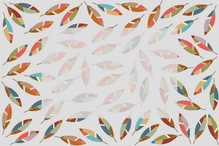 Patrón de plumas de dibujos animados coloridos Ilustración vectorial abstracta con melodía de colores de la tierra