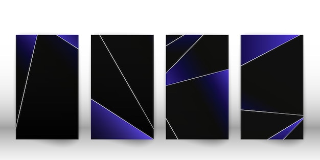 Patrón poligonal abstracto. Diseño de cubierta oscura de lujo con formas geométricas plateadas. Plantilla de cubierta de polígono. ilustración vectorial