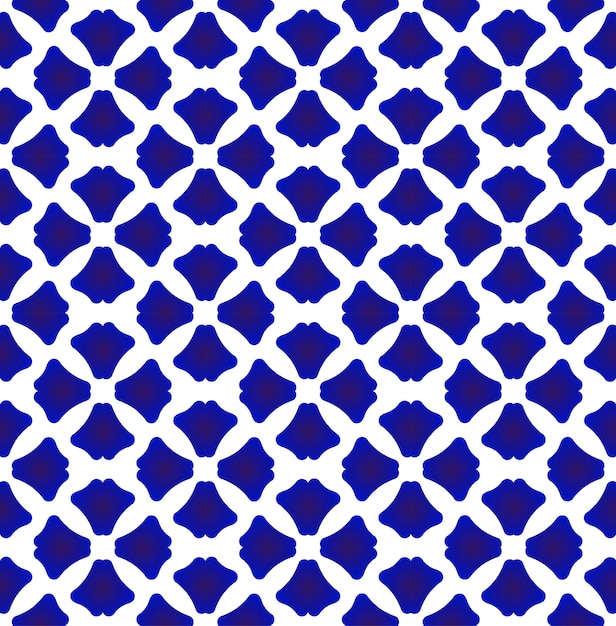 Patrón de porcelana estilo chino y japonés, patrón geométrico azul y blanco
