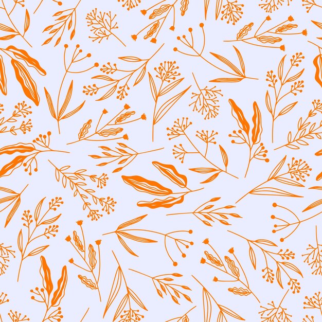 Patrón de primavera sin costuras con flores en estilo de arte lineal
